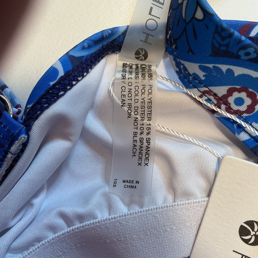 Empetua Tankini Swimsuit 16W Womens Blue Paisley Burgundy NEW High Waist 4xL - Picture 4 of 12